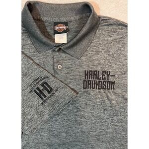 Harley Davidson Polo Shirt Mens XL Heathered Black Stutsman HD Jamestown, ND